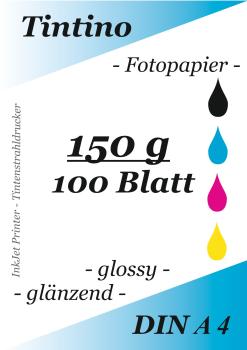 Tintino 100 Blatt Fotopapier DIN A4 150g/m² -einseitig glänzend-